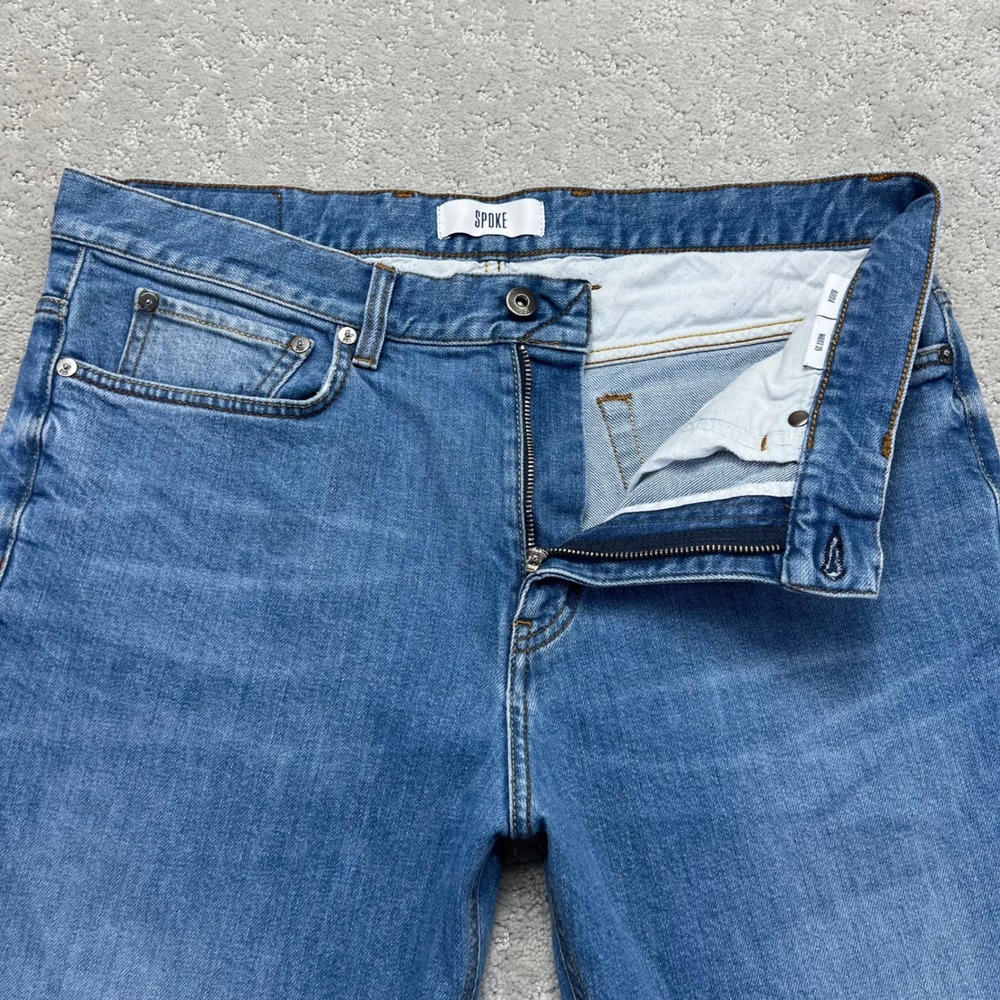 SPOKE London Jeans Mens 35x28 Blue Organic Cotton 12oz Italian Selvedge Build B